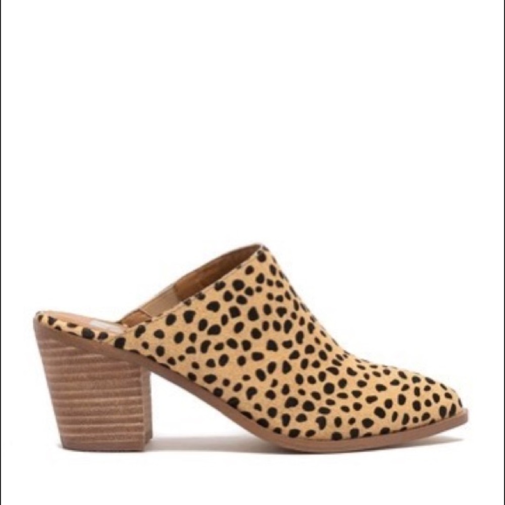 Dolce vita leopard calf hair block heel mules